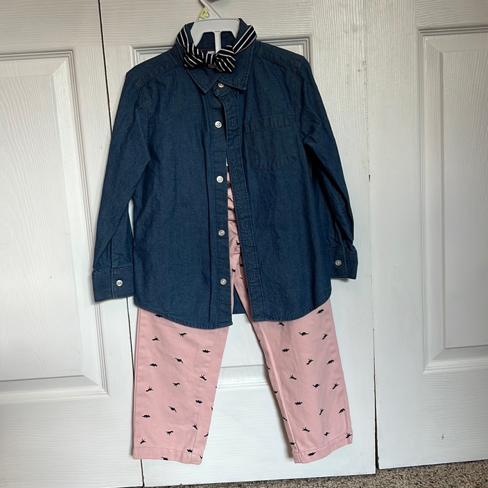 Toddler boy dinosaur outfit with bow tie